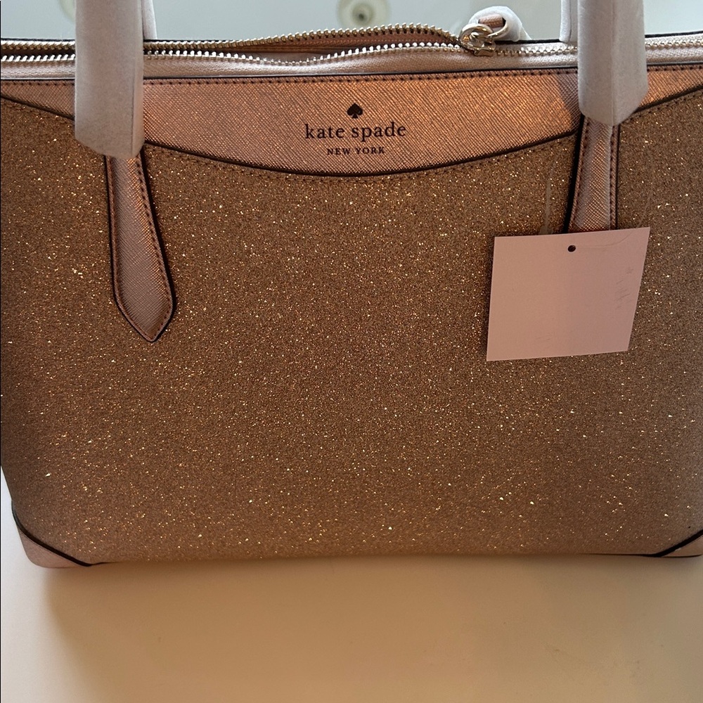 kate spade Glitter Metallic Rose Gold Tote - Picture 7 of 7